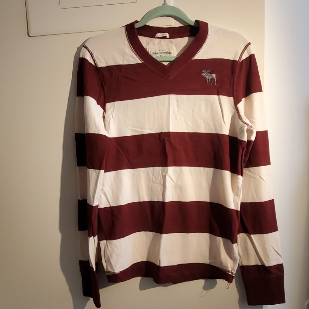 Abercrombie Maroon stripe Long sleeve shirt